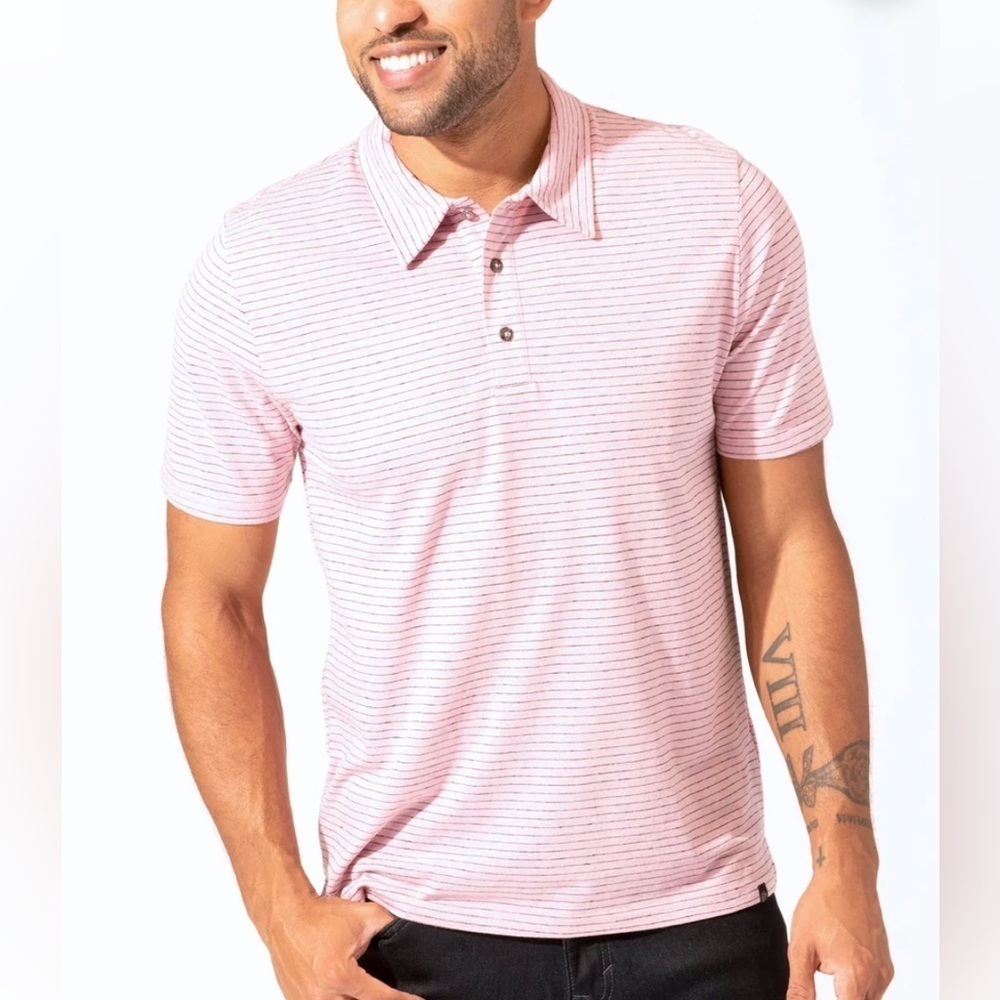 Threads 4 Thought STRIPE TRIBLEND JERSEY POLO Size XS NEW
